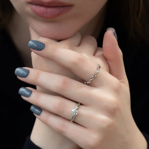 The Pave Twig Set With A 3 Carat Round Lab Diamond