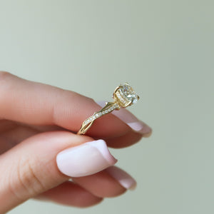 The Pave Twig Set With A Round Moissanite