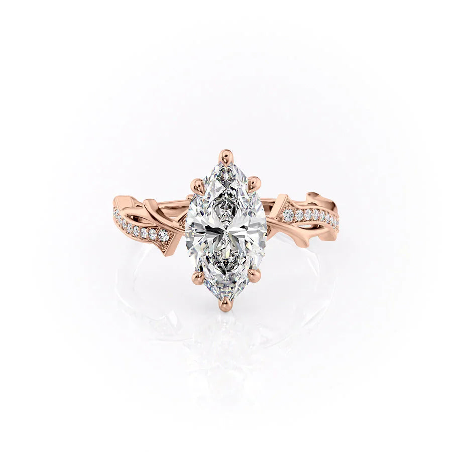 The Pave Twig Set With A 2 Carat Marquise Lab Diamond