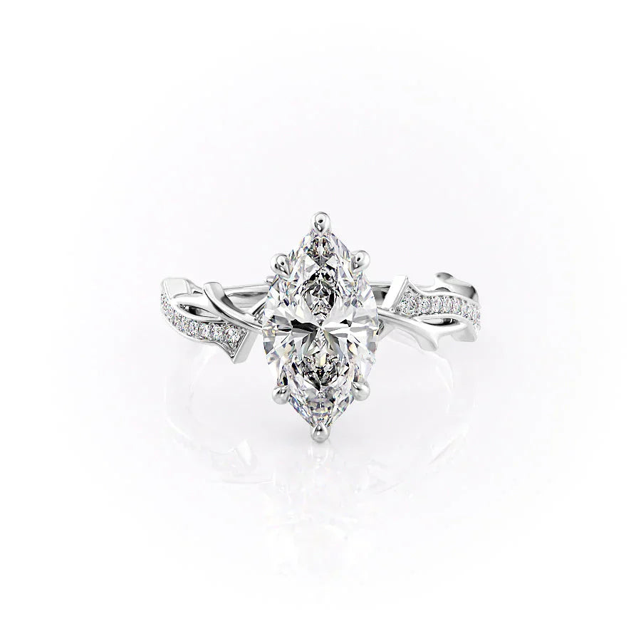 The Pave Twig Set With A 2 Carat Marquise Lab Diamond