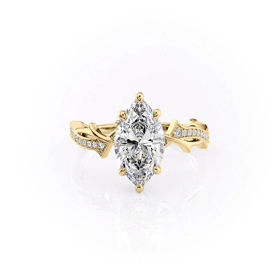 The Pave Twig Set With A 1.5 Carat Marquise Moissanite
