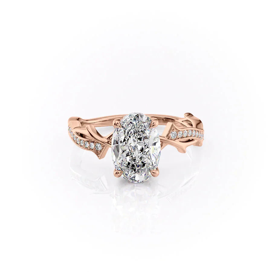 The Pave Twig Set With A 2 Carat Oval Lab Diamond