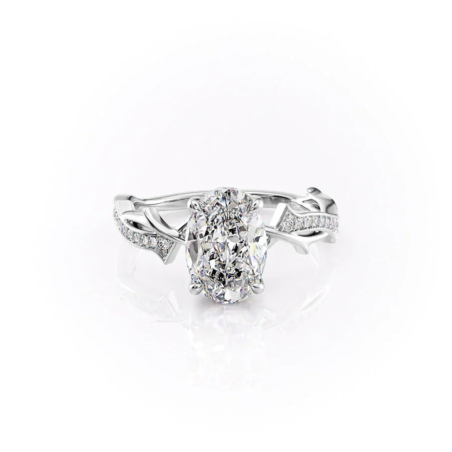 The Pave Twig Set With A 3 Carat Oval Lab Diamond