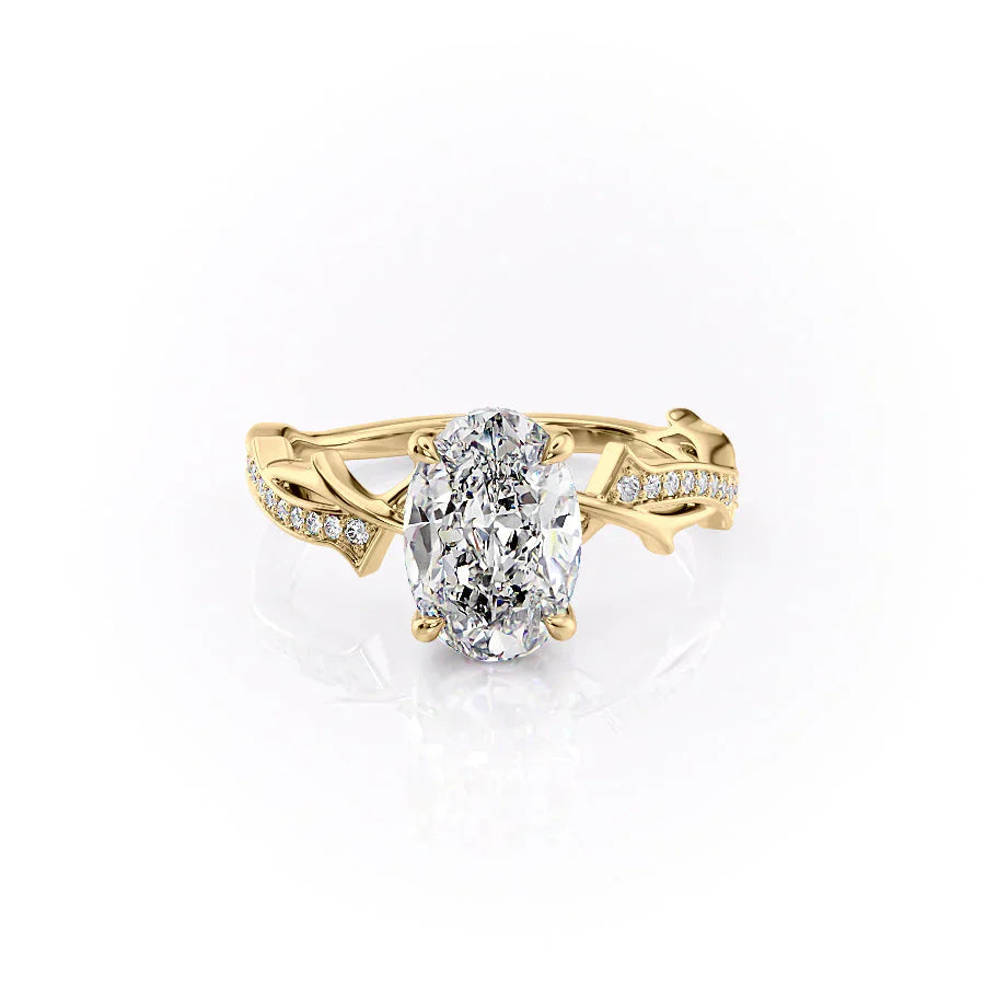 The Pave Twig Set With A 3.5 Carat Oval Moissanite