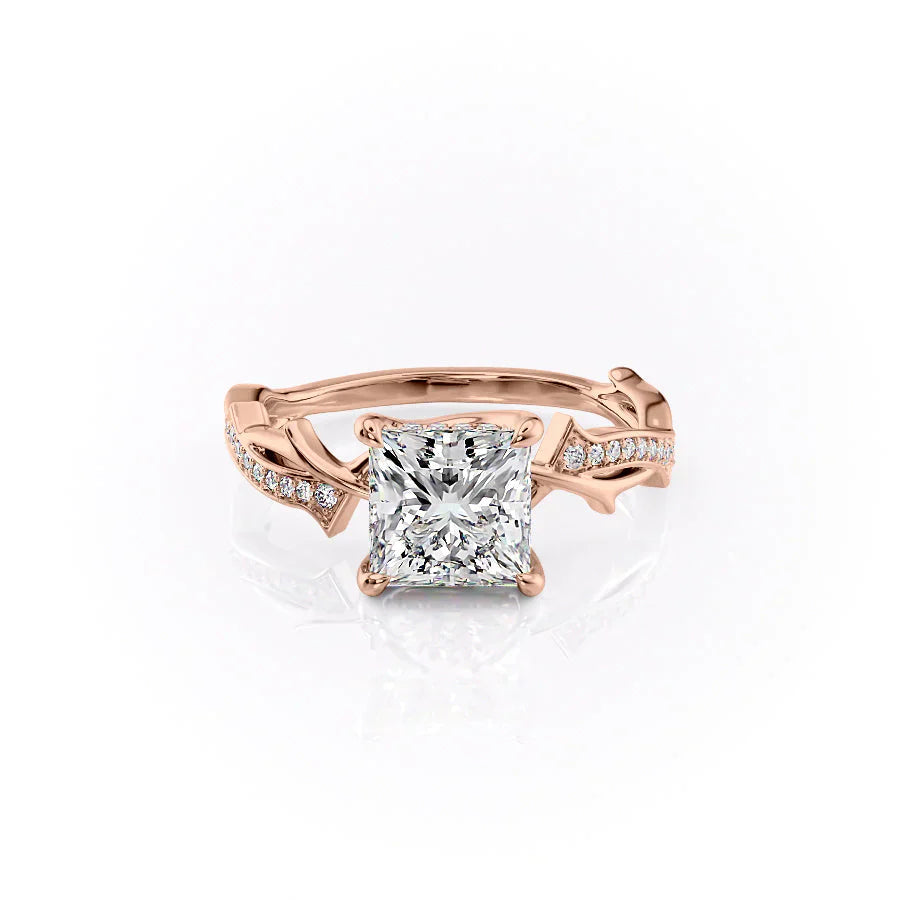 The Pave Twig Set With A 2.5 Carat Princess Moissanite