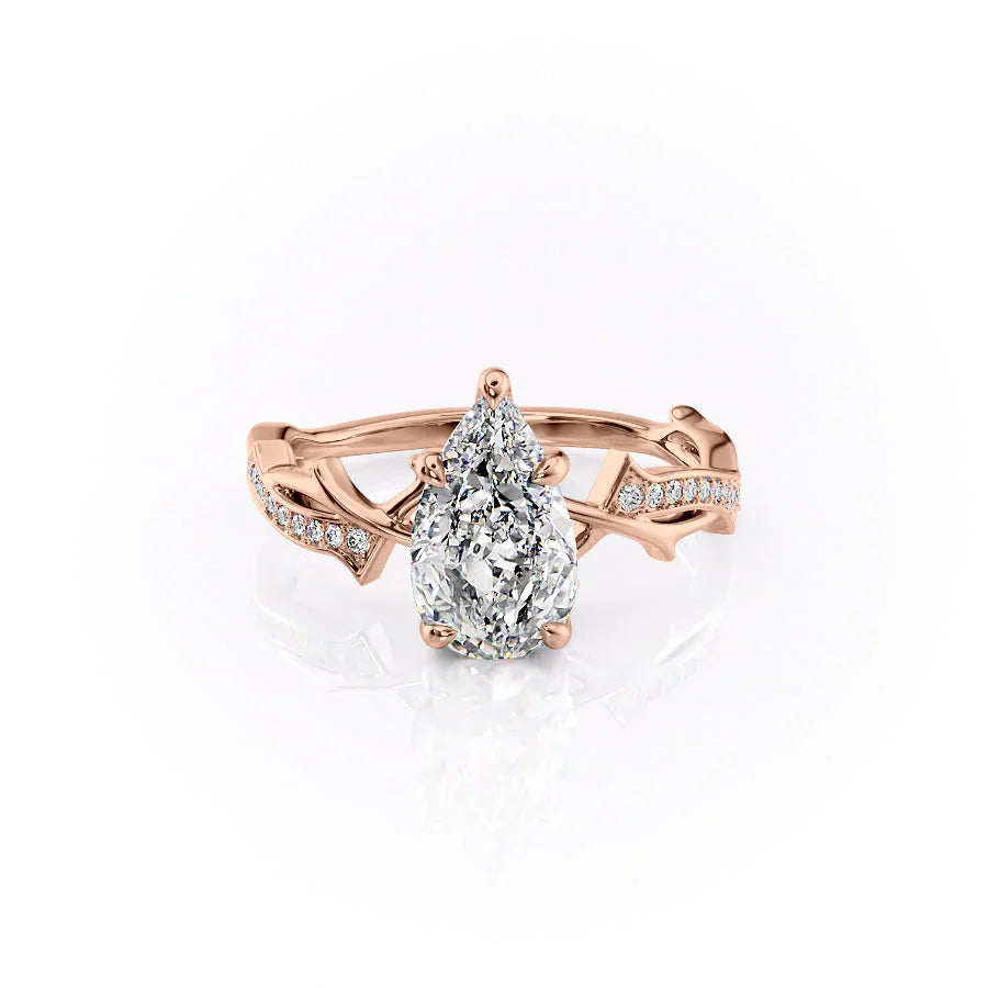 The Pave Twig Set With A 2 Carat Pear Lab Diamond