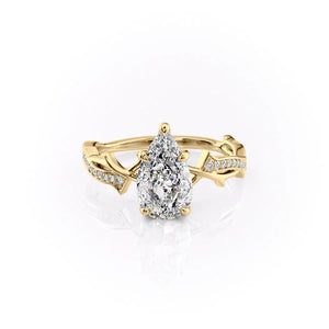 The Pave Twig Set With A 1.5 Carat Pear Moissanite
