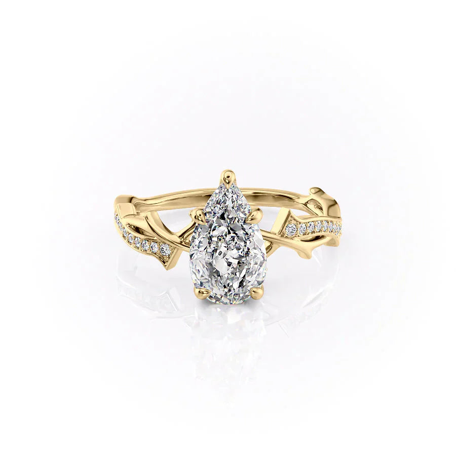 The Pave Twig Set With A 2.5 Carat Pear Moissanite