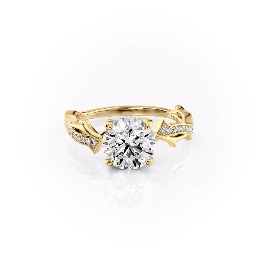 The Pave Twig Set With A 4.5 Carat Round Moissanite