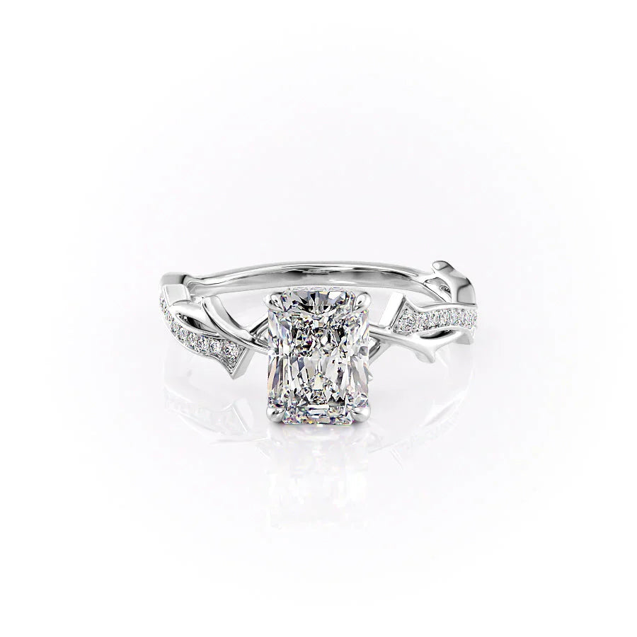 The Pave Twig Set With A 3.5 Carat Radiant Moissanite