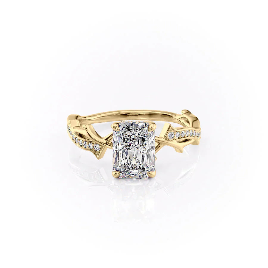 The Pave Twig Set With A 1.5 Carat Radiant Moissanite
