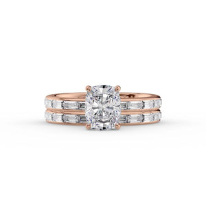 The Jennifer Set With A 3 Carat Elongated Cushion Moissanite