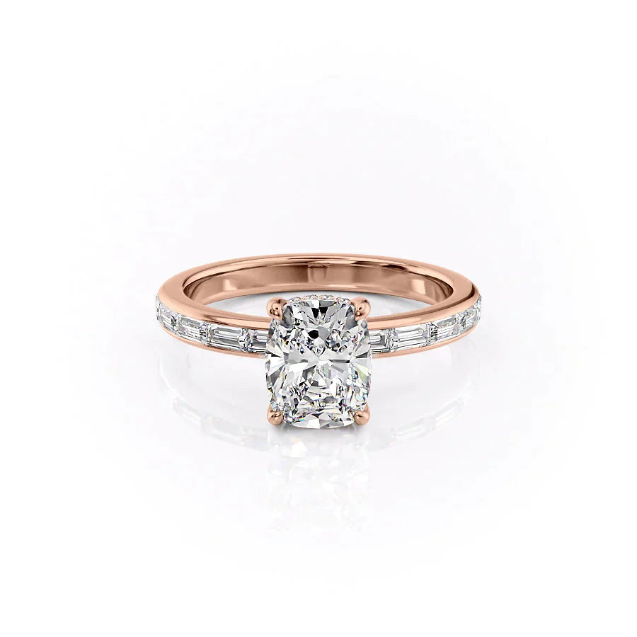 The Jennifer Set With A 5 Carat Elongated Cushion Moissanite