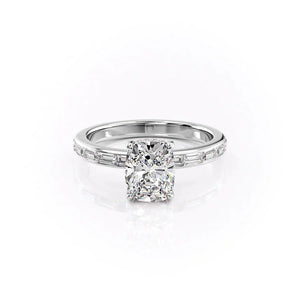The Jennifer Set With A 2.5 Carat Elongated Cushion Moissanite
