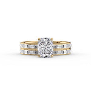 The Jennifer Set With A 4 Carat Elongated Cushion Moissanite