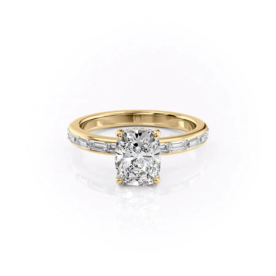 The Jennifer Set With A 4.5 Carat Elongated Cushion Moissanite