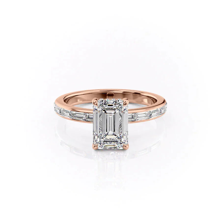 The Jennifer Set With A 4.5 Carat Emerald Moissanite