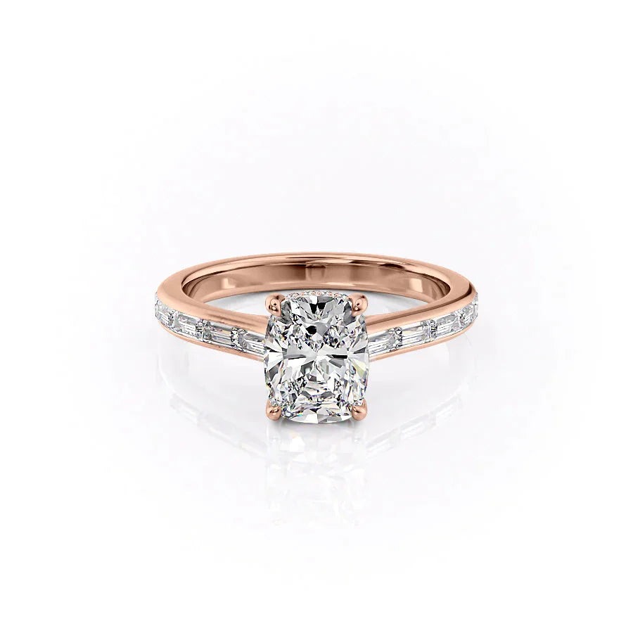 The Monica Set With A 1 Carat Elongated Cushion Moissanite