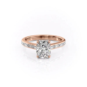 The Monica Set With A 3.5 Carat Elongated Cushion Moissanite
