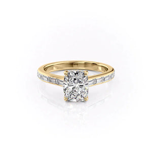 The Monica Set With A 2 Carat Elongated Cushion Lab Diamond