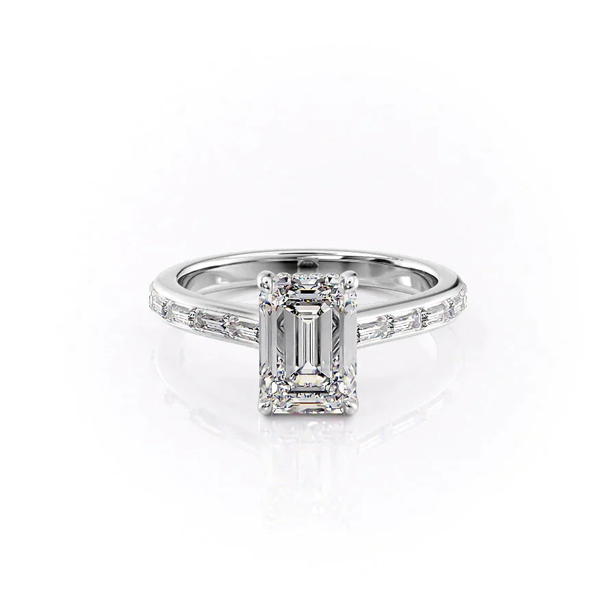The Monica Set With A 2.5 Carat Emerald Moissanite