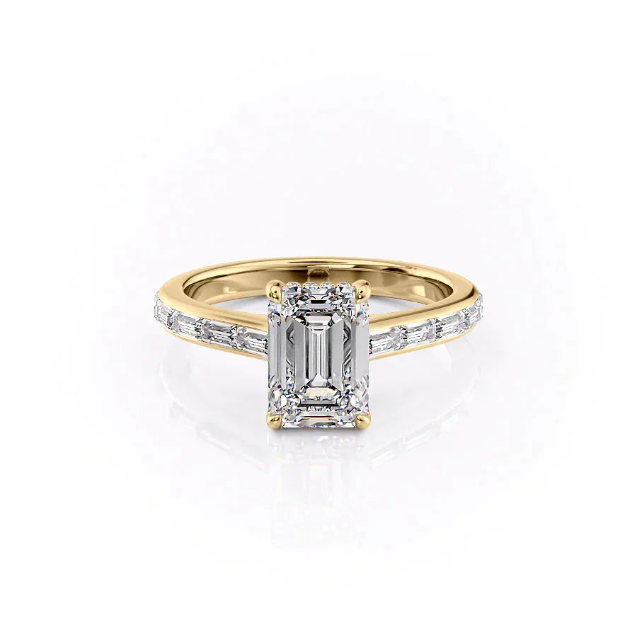The Monica Set With A 3 Carat Emerald Moissanite