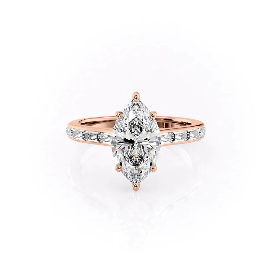 The Monica Set With A 1.5 Carat Marquise Lab Diamond