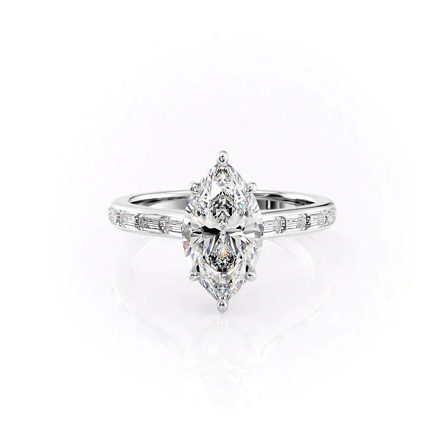 The Monica Set With A 1.5 Carat Marquise Lab Diamond