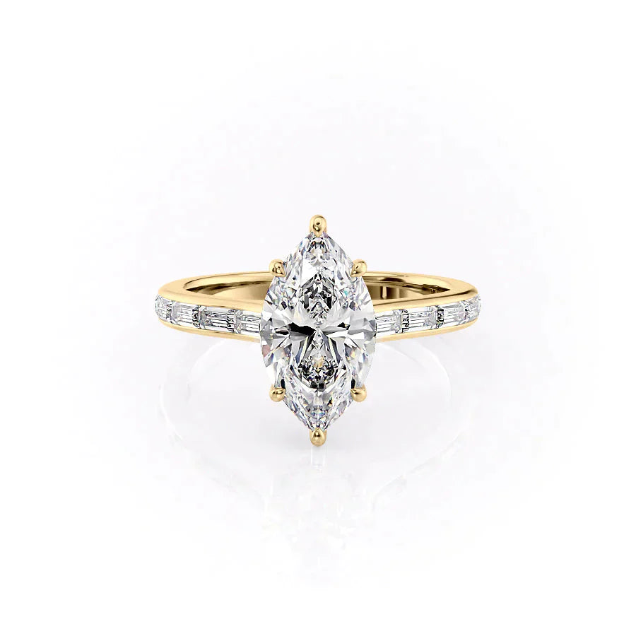 The Monica Set With A 3 Carat Marquise Lab Diamond