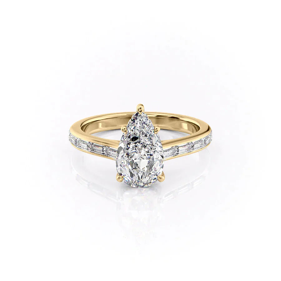 The Monica Set With A 1.5 Carat Pear Moissanite