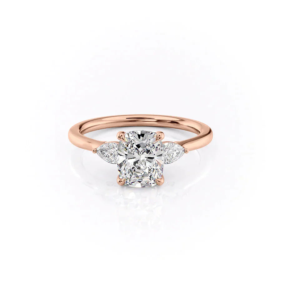 The Megan Set With A 1 Carat Elongated Cushion Lab Diamond
