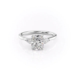 The Megan Set With A 4 Carat Elongated Cushion Moissanite