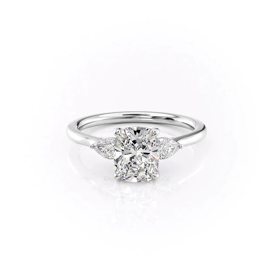 The Megan Set With A 2 Carat Elongated Cushion Moissanite