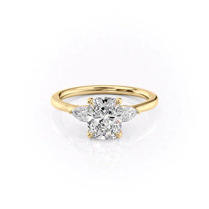 The Megan Set With A 3 Carat Elongated Cushion Moissanite