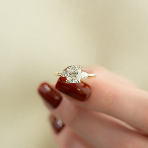 The Megan Set With A 2 Carat Elongated Cushion Moissanite