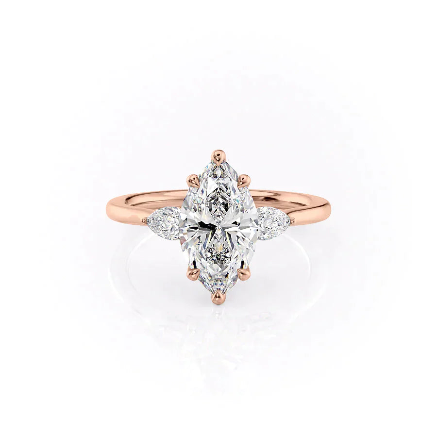 The Megan Set With A 2 Carat Marquise Lab Diamond