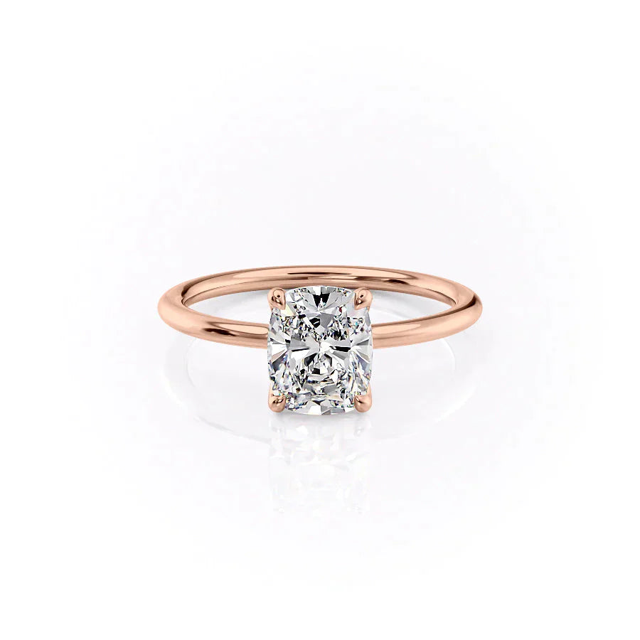The Ashley Set With A 3.5 Carat Elongated Cushion Moissanite