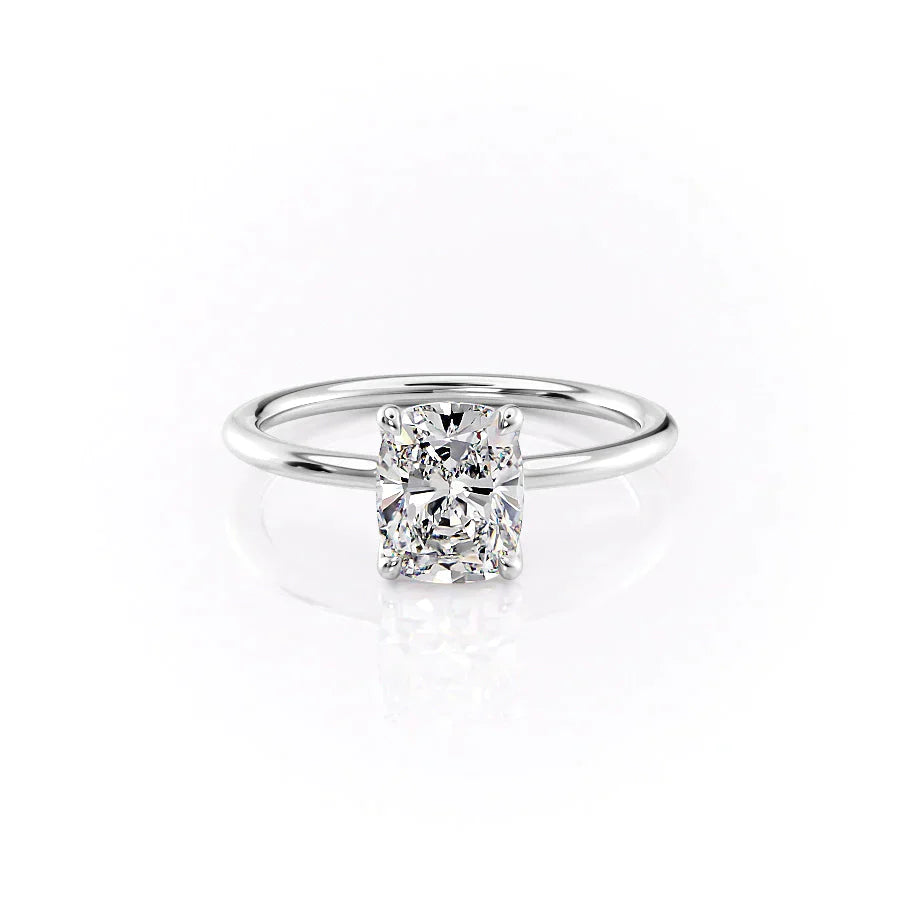 The Ashley Set With A 2 Carat Elongated Cushion Lab Diamond
