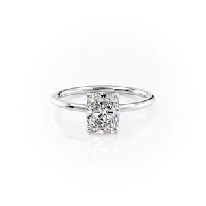 The Ashley Set With A 1.5 Carat Elongated Cushion Moissanite