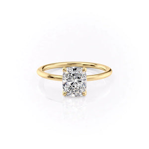The Ashley Set With A 3.5 Carat Elongated Cushion Moissanite