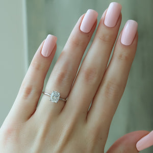 The Ashley Set With A 1 Carat Elongated Cushion Moissanite