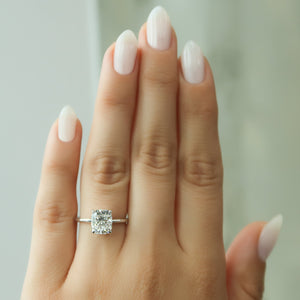 The Ashley Set With A 1 Carat Elongated Cushion Moissanite