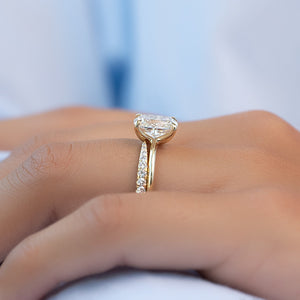 The Ashley Set With A 1.5 Carat Elongated Cushion Lab Diamond