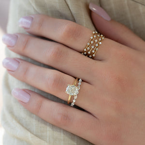 The Ashley Set With A 1.5 Carat Elongated Cushion Lab Diamond