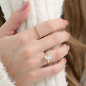 The Ashley Set With A 1.5 Carat Elongated Cushion Lab Diamond