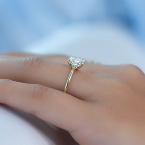 The Ashley Set With A 1.5 Carat Elongated Cushion Lab Diamond