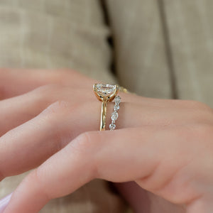The Ashley Set With A 1.5 Carat Elongated Cushion Lab Diamond