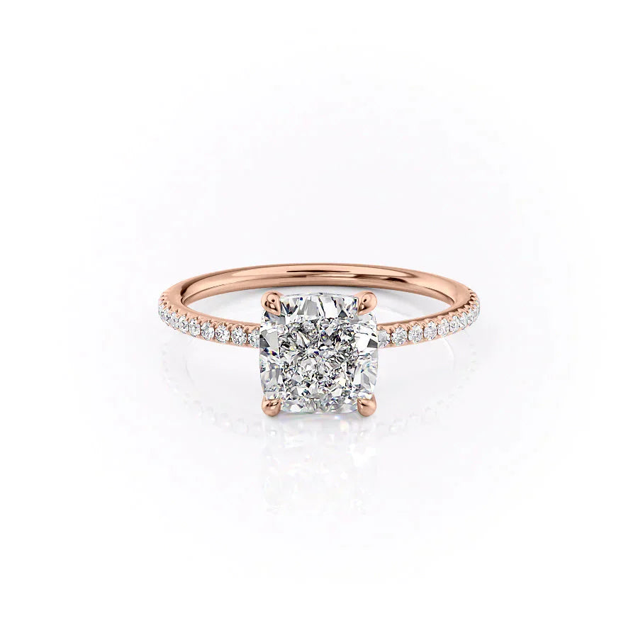 The Pave Ashley Set With A 2.5 Carat Cushion Lab Diamond