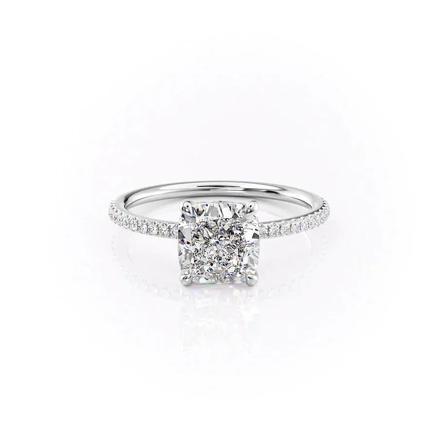 The Pave Ashley Set With A 1 Carat Cushion Lab Diamond
