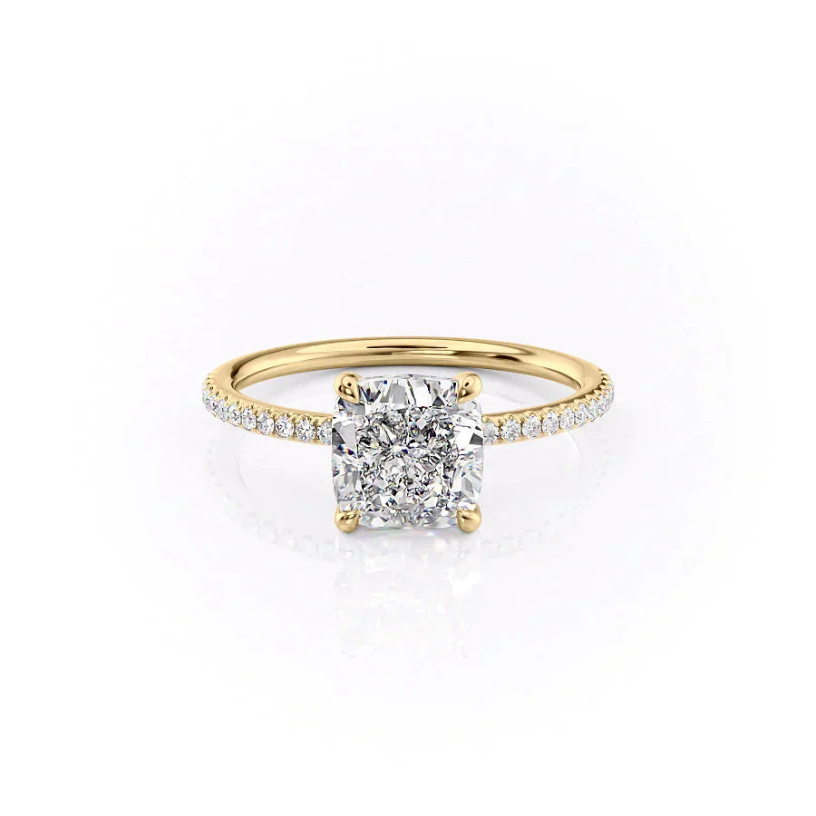 The Pave Ashley Set With A 2.5 Carat Cushion Lab Diamond